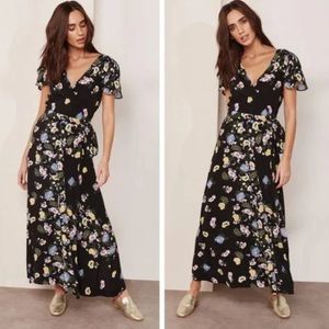 Free People Dark Floral Gorgeous Jess Wrap Dress